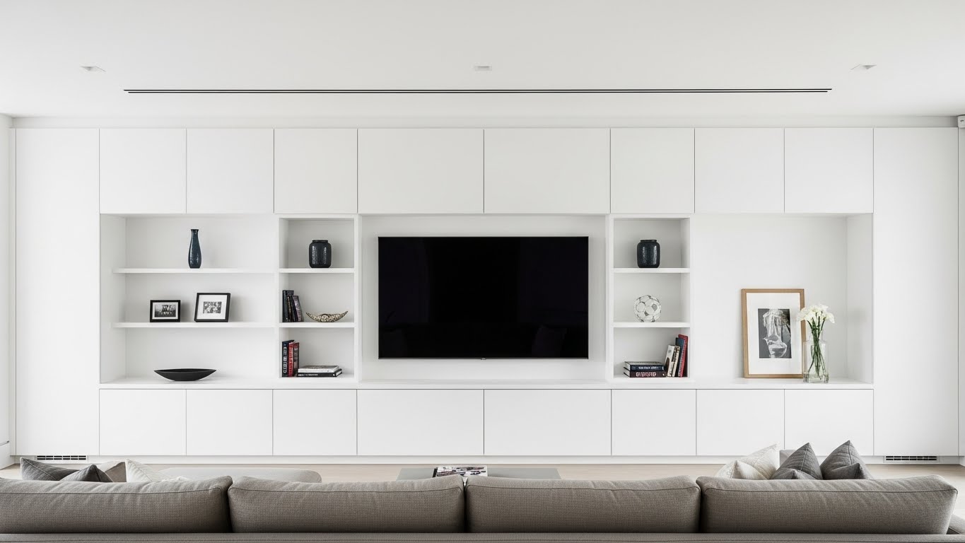 Custom media wall cabinetry